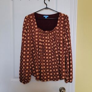 Draper James blouse top shirt XXL plus size boho floral feminine lined purple